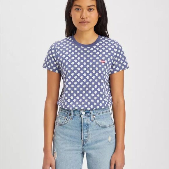 Levi's Blue and White Floral Short Sleeve Tee - Picture 6 of 6